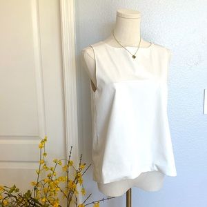 100% silk minimalist fully lined cream top, elegant zip-up gold zipper size S/M